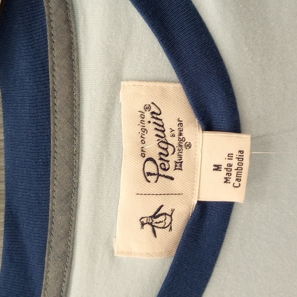 Original Penguin Light Blue Blue Accent Luxury T Shirt $49 Size M NWT - Picture 3 of 7